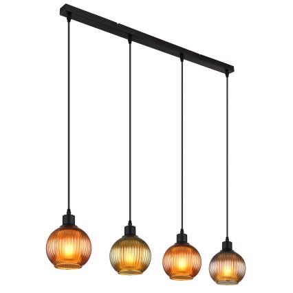 Globo - Pendel 4xE27/25W/230V kobber/grøn/blå