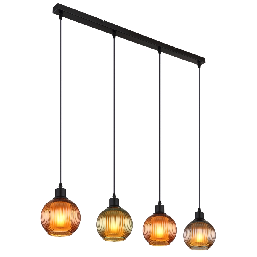 Globo - Pendel 4xE27/25W/230V kobber/grøn/blå