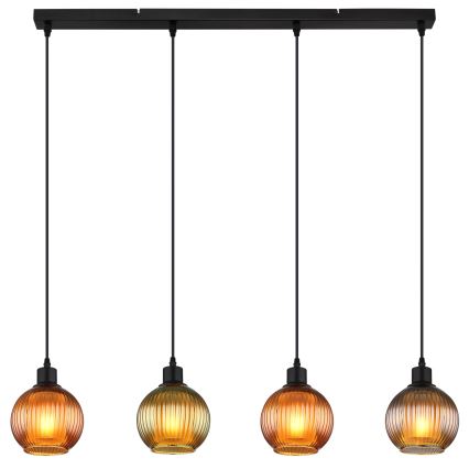 Globo - Pendel 4xE27/25W/230V kobber/grøn/blå