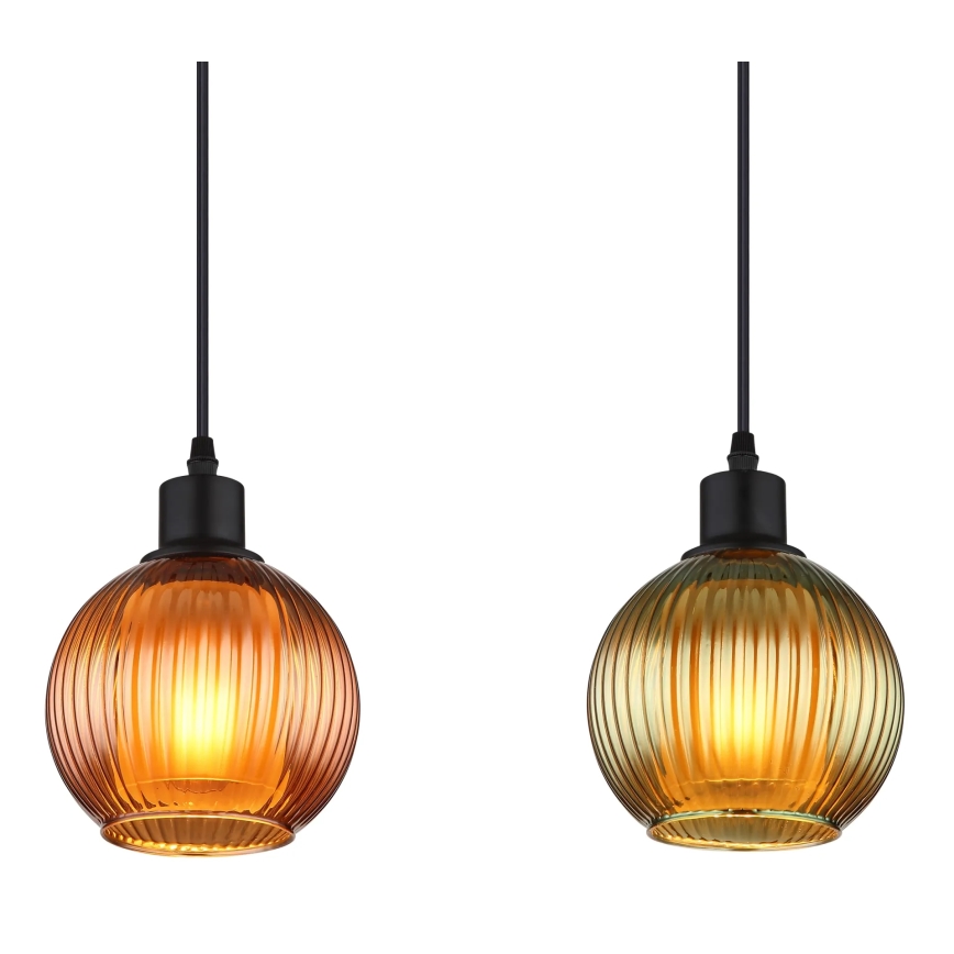 Globo - Pendel 4xE27/25W/230V kobber/grøn/blå