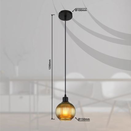 Globo - Pendel 1xE27/25W/230V diameter 15 cm grøn