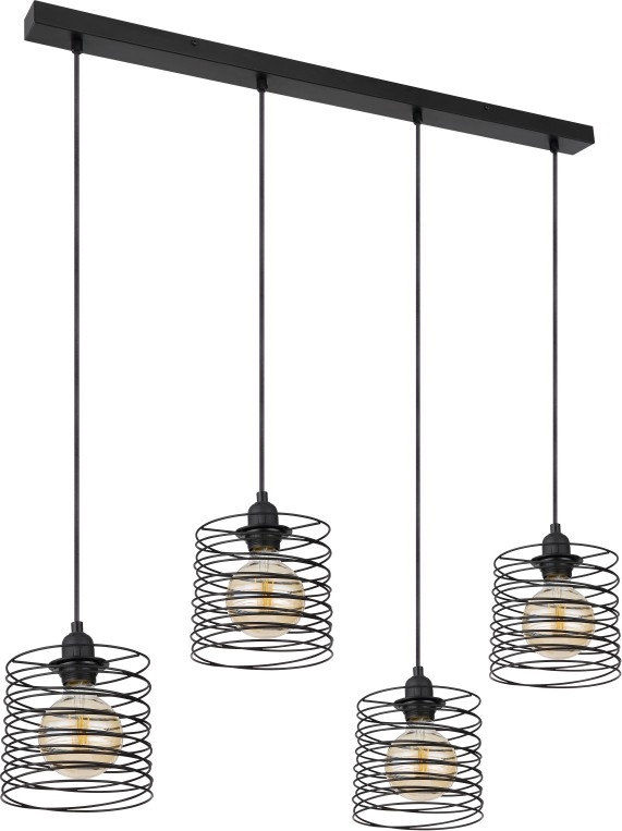 Globo 15640-4H - Pendel med kabel TILLY 4xE27/60W/230V sort