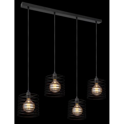 Globo 15640-4H - Pendel med kabel TILLY 4xE27/60W/230V sort