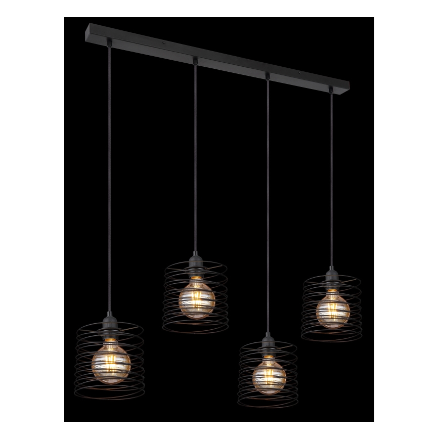 Globo 15640-4H - Pendel med kabel TILLY 4xE27/60W/230V sort