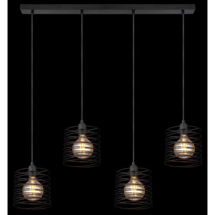 Globo 15640-4H - Pendel med kabel TILLY 4xE27/60W/230V sort