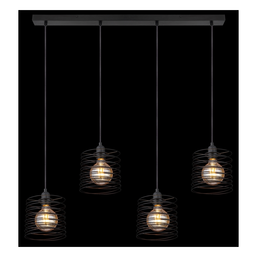Globo 15640-4H - Pendel med kabel TILLY 4xE27/60W/230V sort