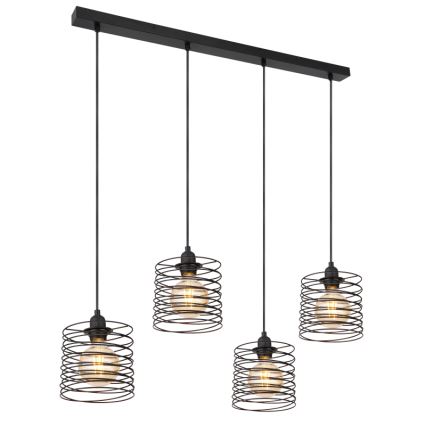 Globo 15640-4H - Pendel med kabel TILLY 4xE27/60W/230V sort
