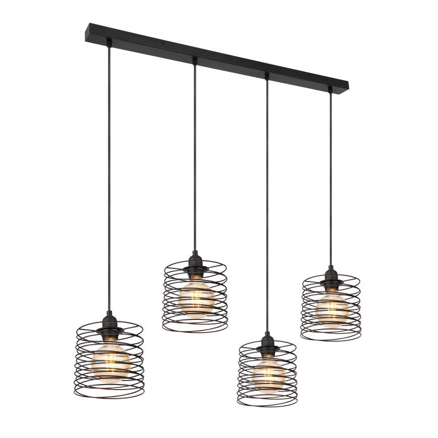 Globo 15640-4H - Pendel med kabel TILLY 4xE27/60W/230V sort