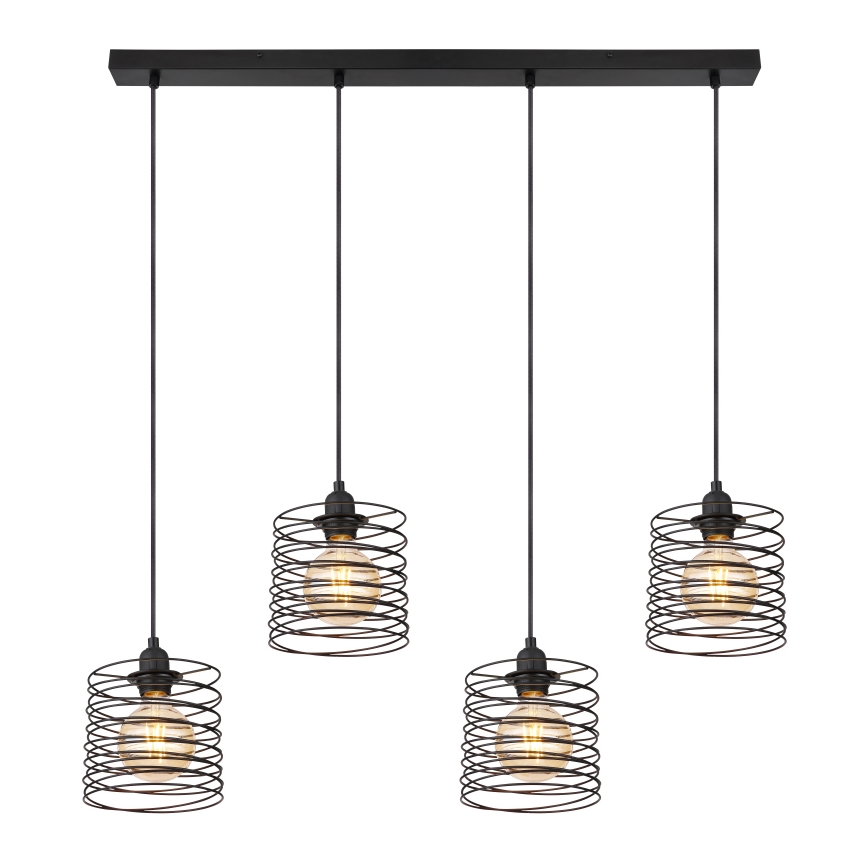 Globo 15640-4H - Pendel med kabel TILLY 4xE27/60W/230V sort