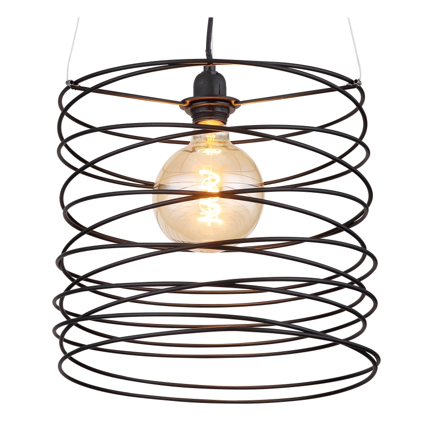 Globo 15640H - TILLY pendel på wire 1xE27/60W/230V sort