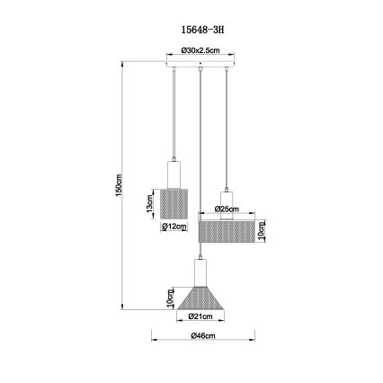 Globo - Pendel 3xE27/60W/230V sort