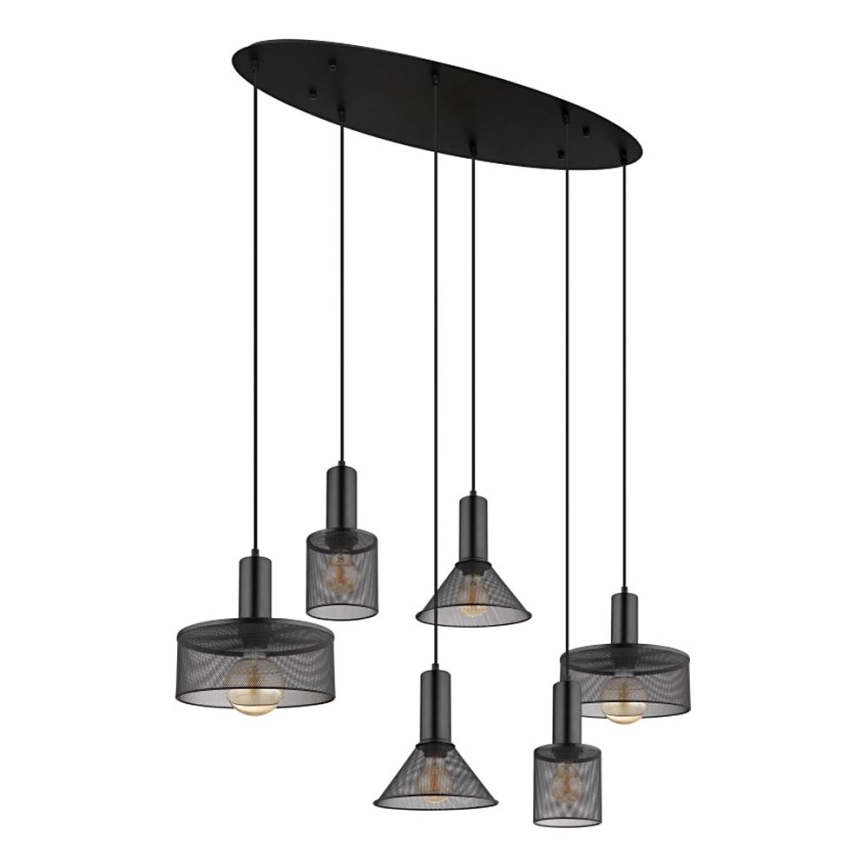 Globo 15648-6H - Pendel på ledning JEDD 6xE27/60W/230V sort