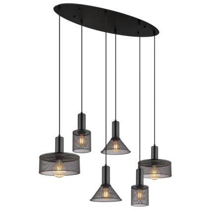 Globo 15648-6H - Pendel på ledning JEDD 6xE27/60W/230V sort
