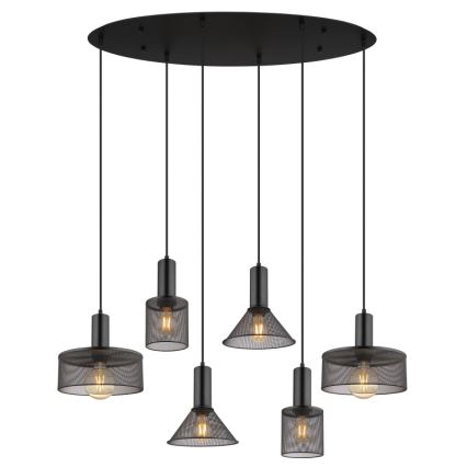 Globo 15648-6H - Pendel på ledning JEDD 6xE27/60W/230V sort