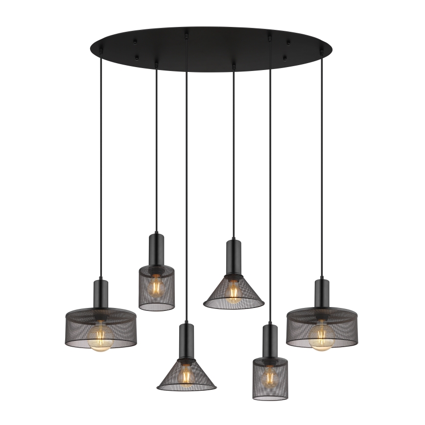 Globo 15648-6H - Pendel på ledning JEDD 6xE27/60W/230V sort