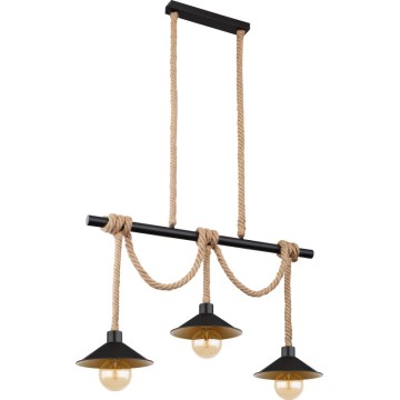 Globo 15690-3H - Pendel med kabel DIANA 3xE27/60W/230V sort