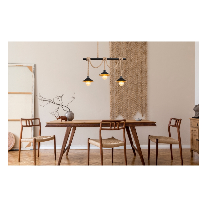 Globo 15690-3H - Pendel med kabel DIANA 3xE27/60W/230V sort