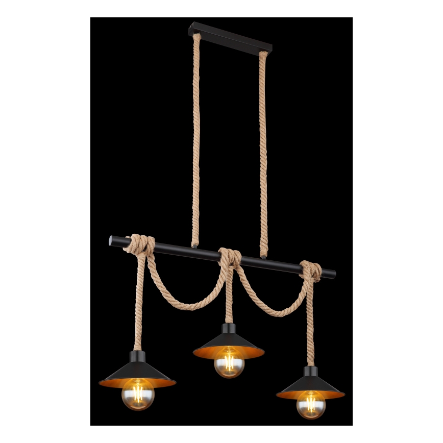 Globo 15690-3H - Pendel med kabel DIANA 3xE27/60W/230V sort