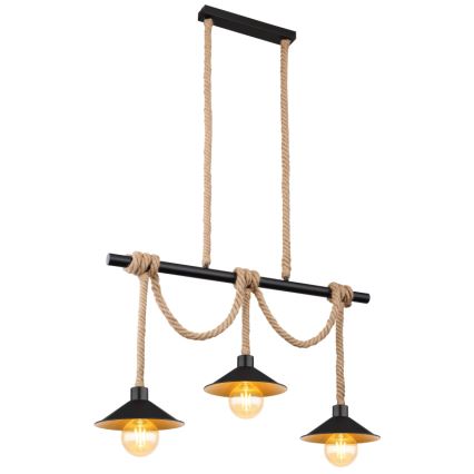 Globo 15690-3H - Pendel med kabel DIANA 3xE27/60W/230V sort