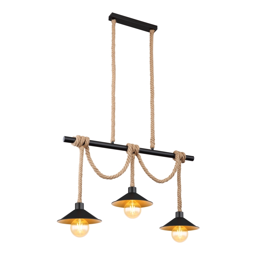 Globo 15690-3H - Pendel med kabel DIANA 3xE27/60W/230V sort