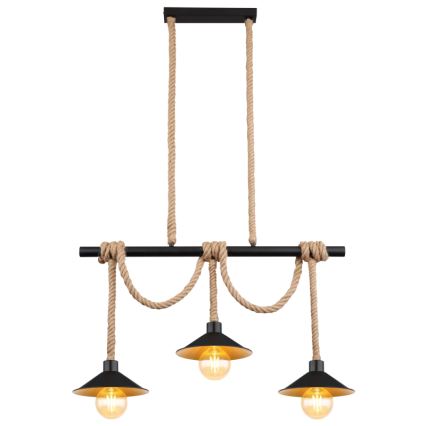 Globo 15690-3H - Pendel med kabel DIANA 3xE27/60W/230V sort