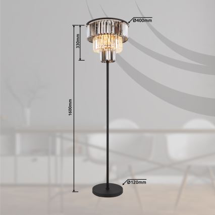 Globo - Gulvlampe 3xE27/40W/230V diameter 40 cm sort