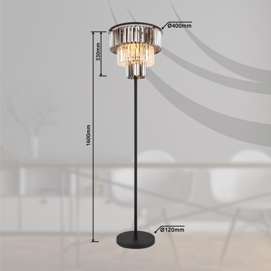 Globo - Gulvlampe 3xE27/40W/230V diameter 40 cm sort