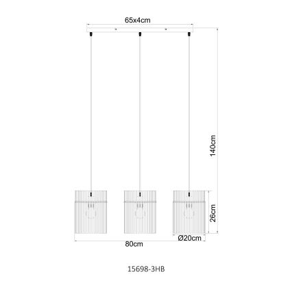 Globo - Pendel med wireophæng 3xE27/60W/230V