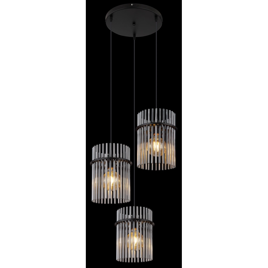 Globo - Pendel 3xE27/60W/230V diameter 47 cm sort