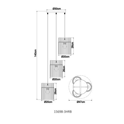 Globo - Pendel på kabel 3xE27/60W/230V