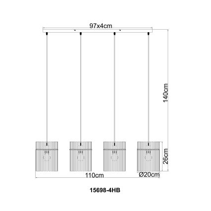 Globo - Pendel med wire 4xE27/60W/230V