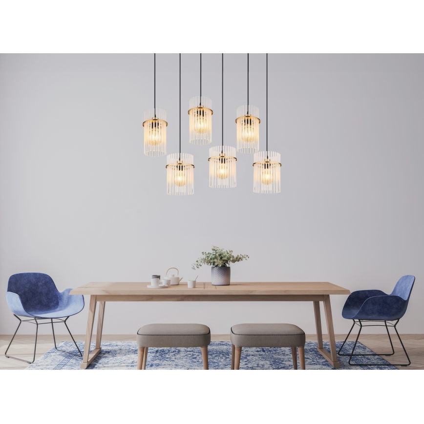 Globo - Elegant pendel på wire 6xE27/60W/230V guld