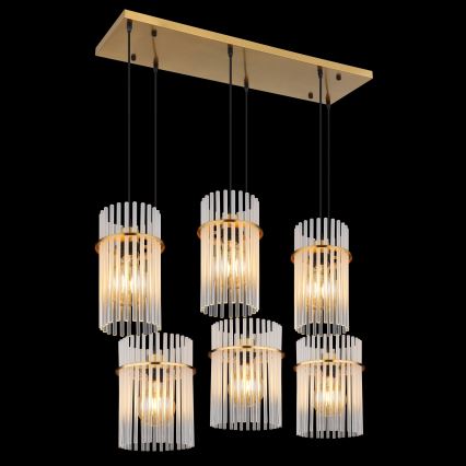 Globo - Elegant pendel på wire 6xE27/60W/230V guld