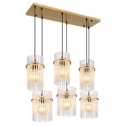Globo - Elegant pendel på wire 6xE27/60W/230V guld