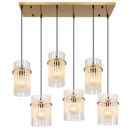 Globo - Elegant pendel på wire 6xE27/60W/230V guld