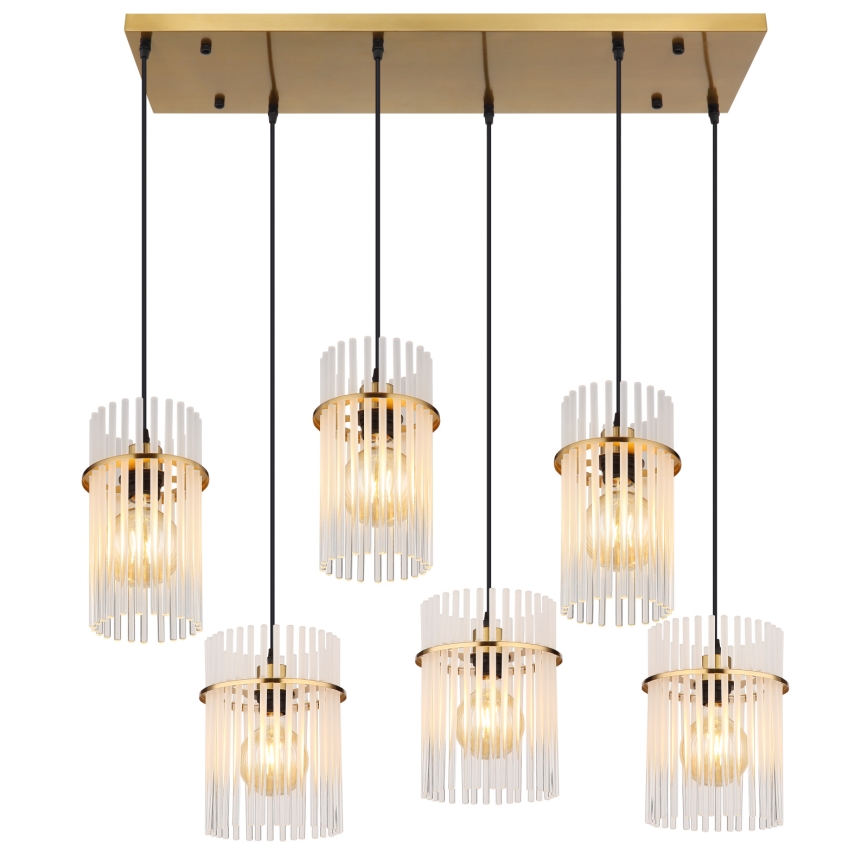 Globo - Elegant pendel på wire 6xE27/60W/230V guld