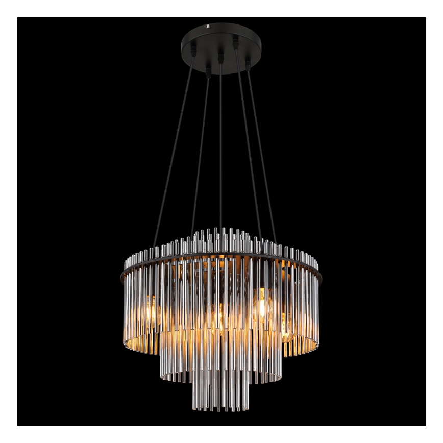 Globo - Pendel på wire 5xE27/60W/230V sort