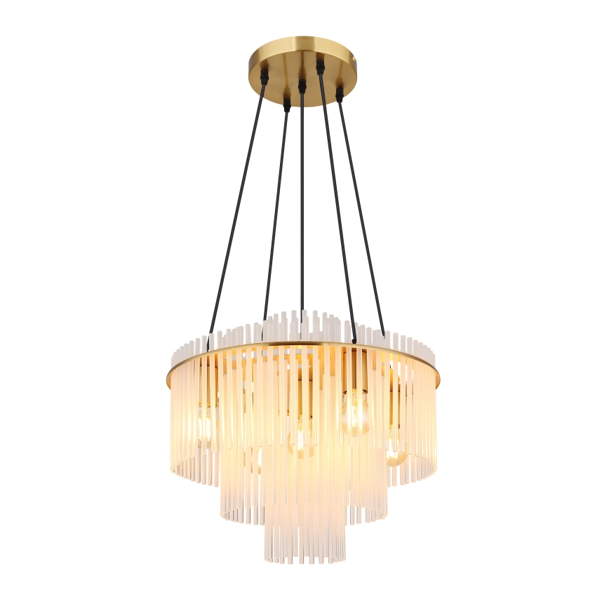 Globo - Pendel på vaier 5xE27/60W/230V guldfarvet