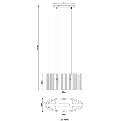 Globo - Pendel 2xE27/60W/230V sort