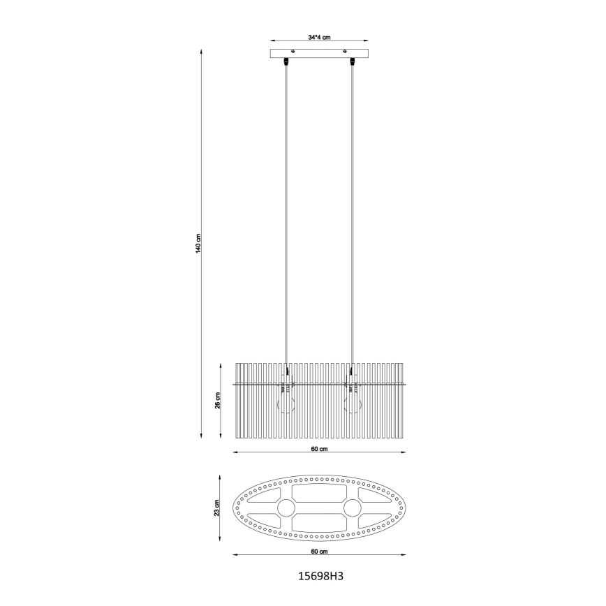 Globo - Pendel 2xE27/60W/230V sort
