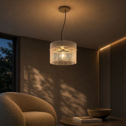 Globo - Pendel på ledning 1xE27/60W/230V Ø 40 cm cremefarvet