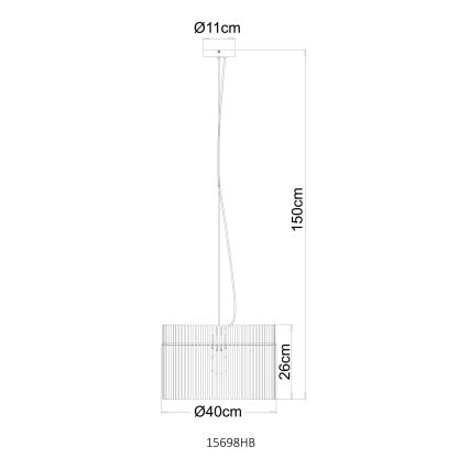 Globo - Pendel på ledning 1xE27/60W/230V Ø 40 cm cremefarvet