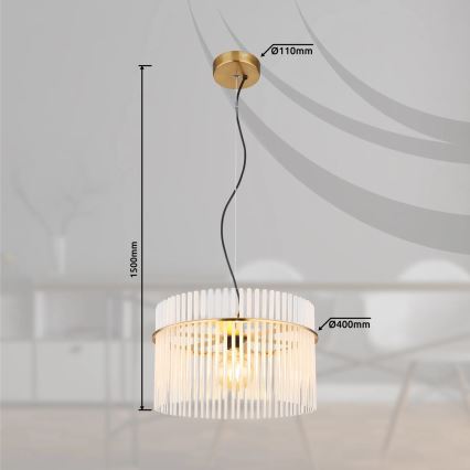 Globo - Pendel 1xE27/60W/230V diameter 40 cm guldfarvet
