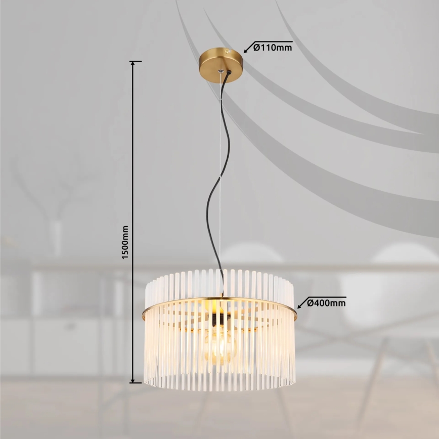 Globo - Pendel 1xE27/60W/230V diameter 40 cm guldfarvet