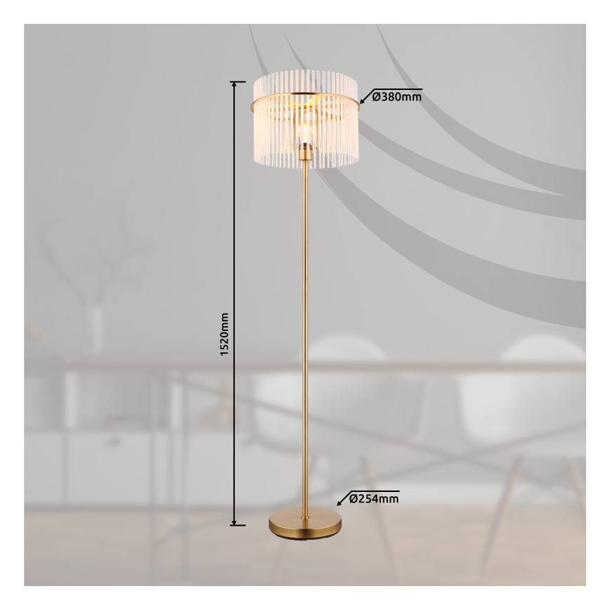 Globo - Gulvlampe 1xE27/60W/230V guldfarvet