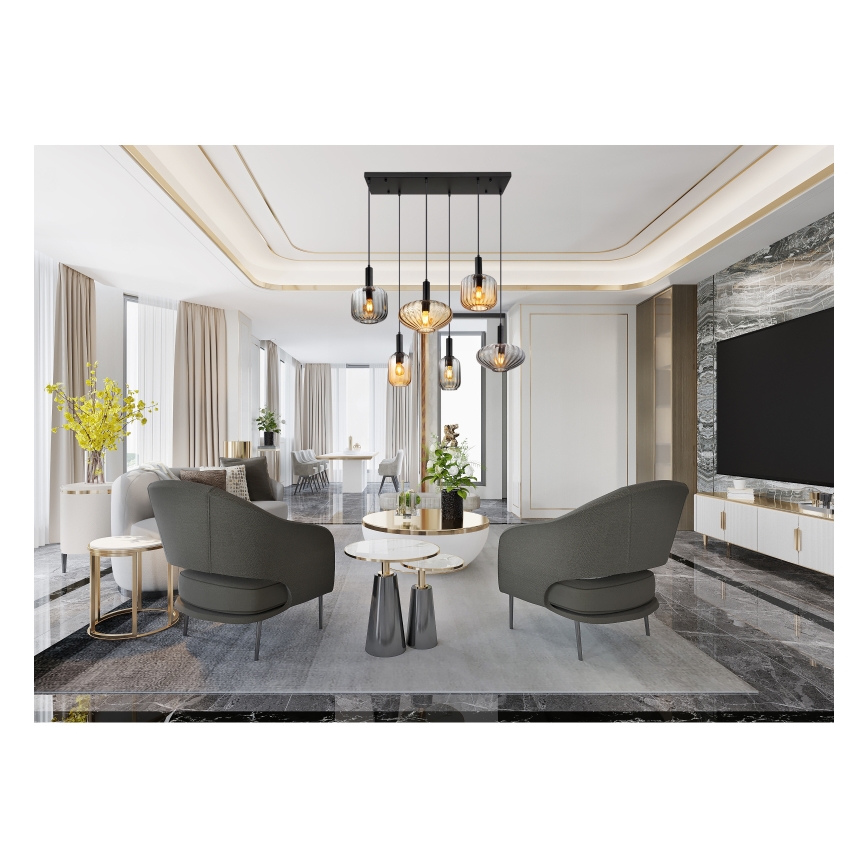 Globo - Pendel på ledning 6xE27/60W/230V