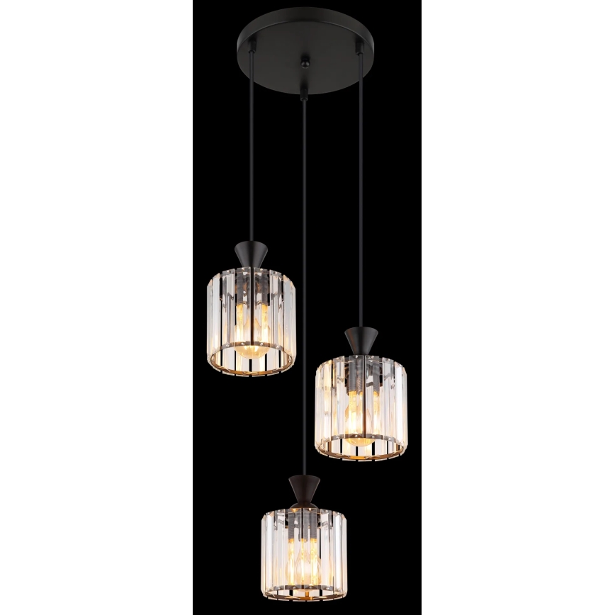 Globo - Pendel 3xE27/60W/230V diameter 32 cm sort