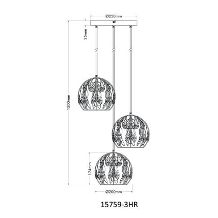 Globo - Pendel 3xE27/40W/230V diameter 41 cm