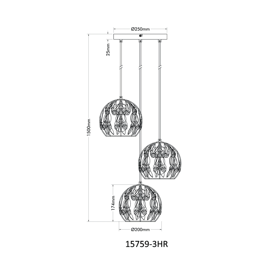 Globo - Pendel 3xE27/40W/230V diameter 41 cm