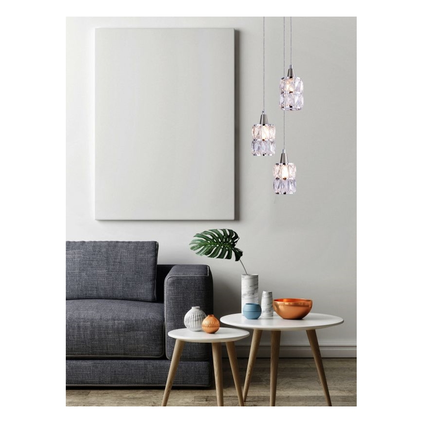 Globo - Krystal lysekrone i snor 3xE14/40W/230V